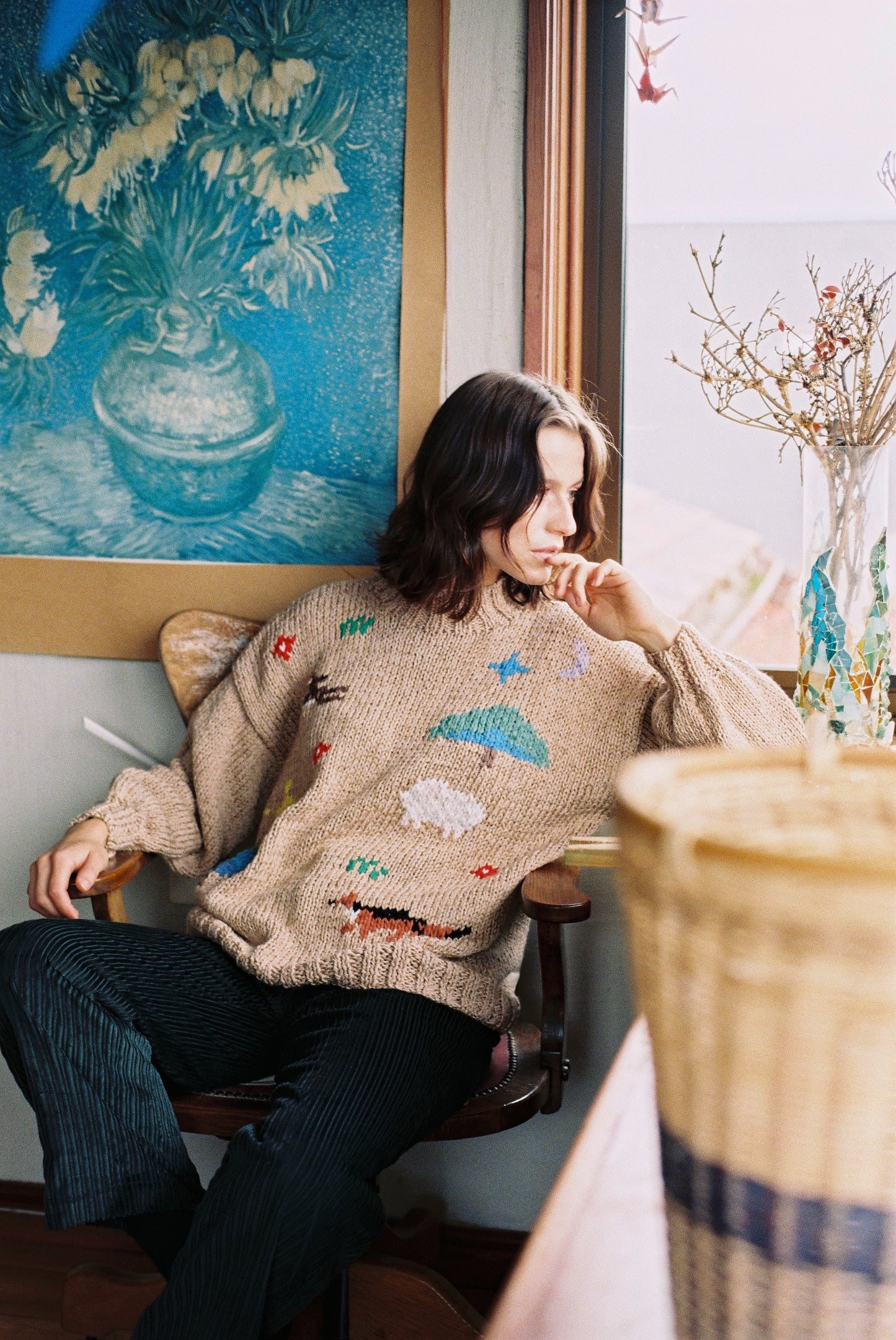 SWEATER ANIMALES LARGO BEIGE