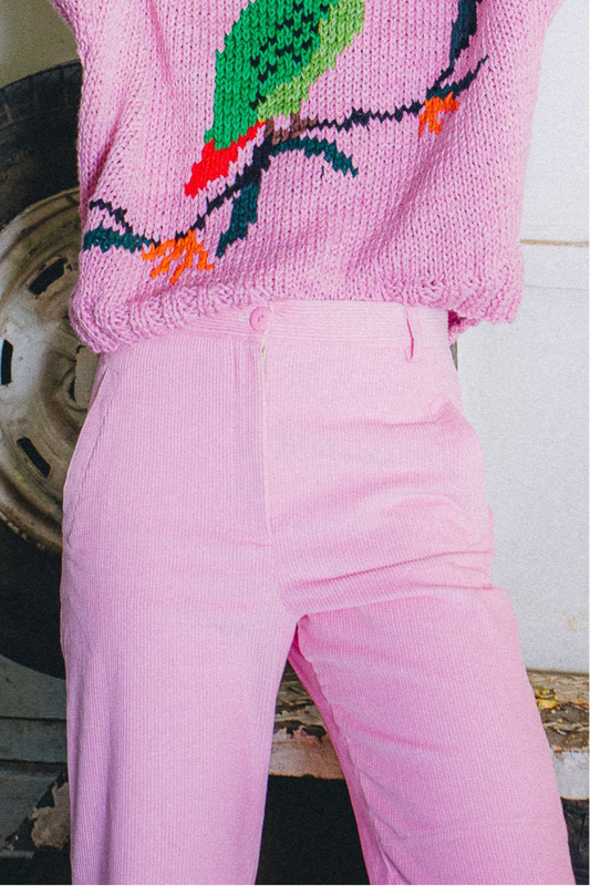PANTALON COTELE RECTO ROSADO