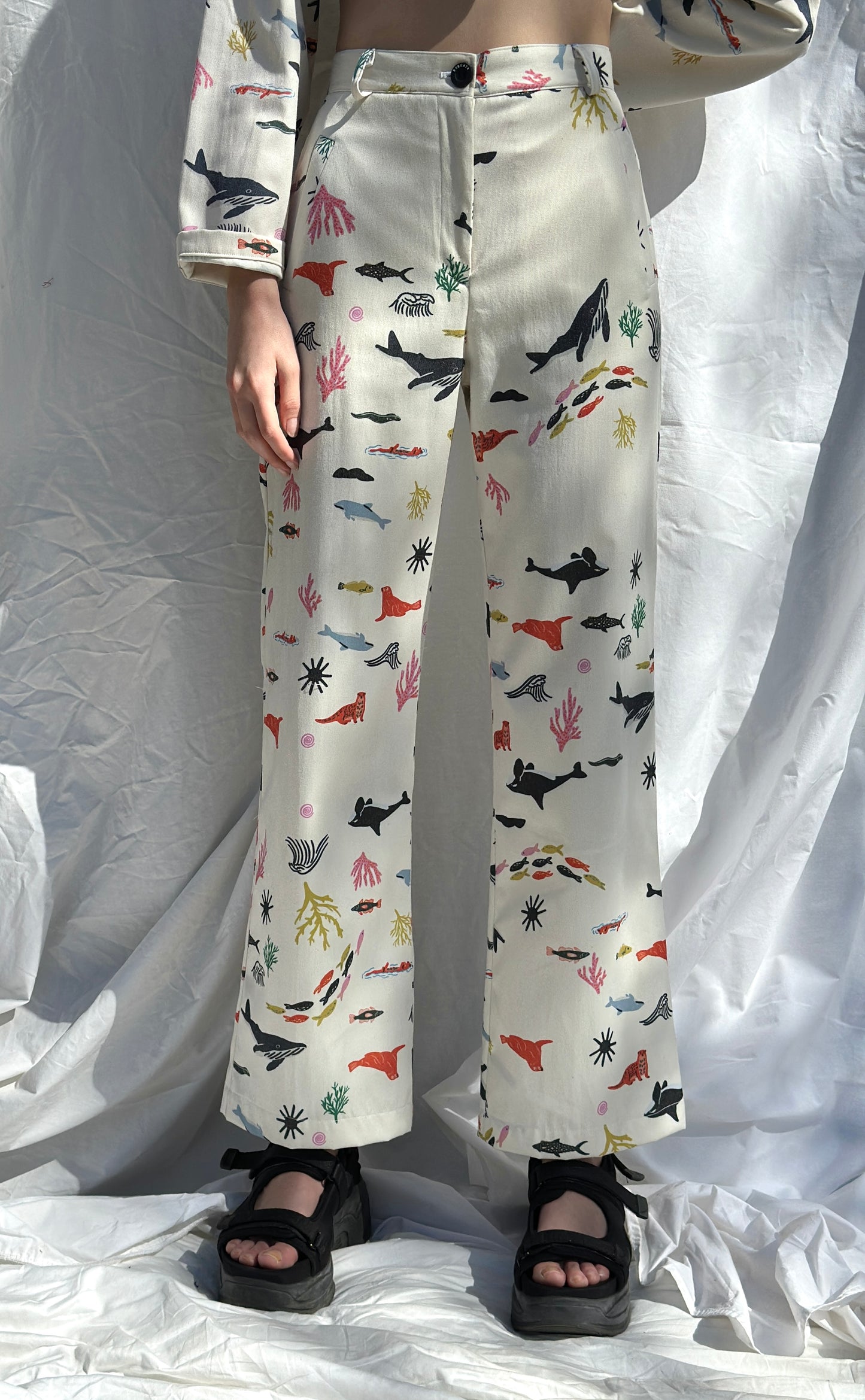 PANTALON TUBO MARINO CREMA