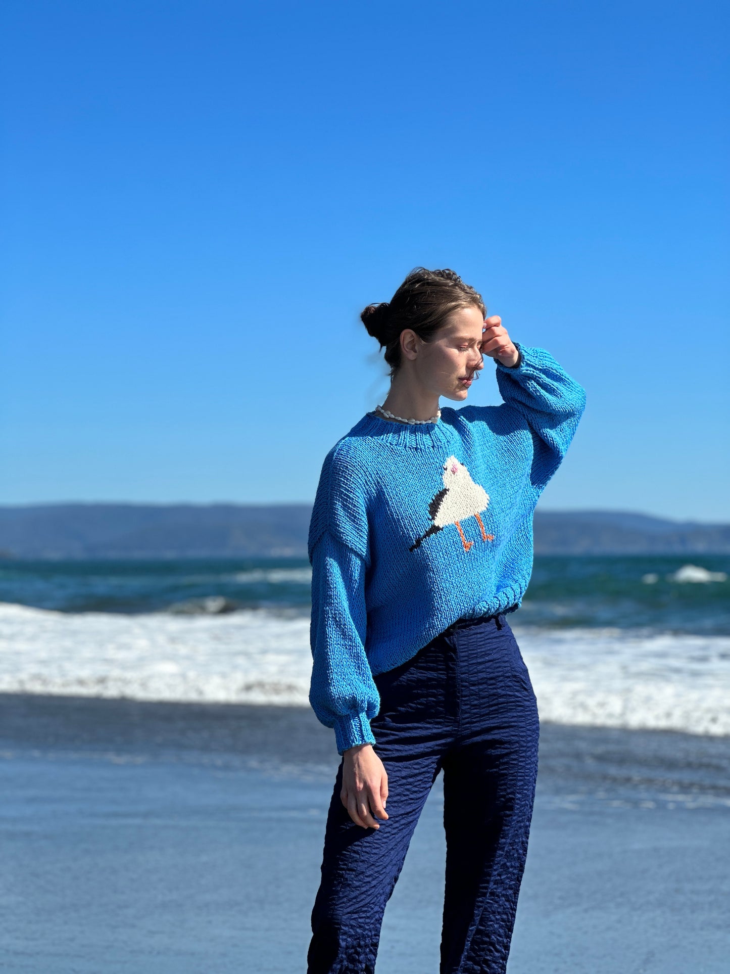 PANTALON TUBO TEXTURA AZUL