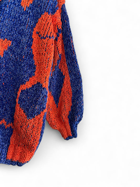 CHALECO CARPET NARANJO AZUL LARGO