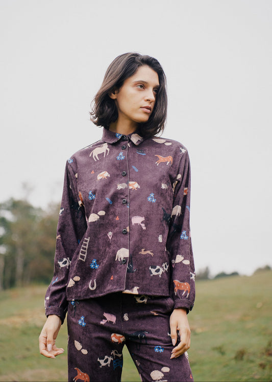 CAMISA DORA COTELE ANIMALES CAMPO