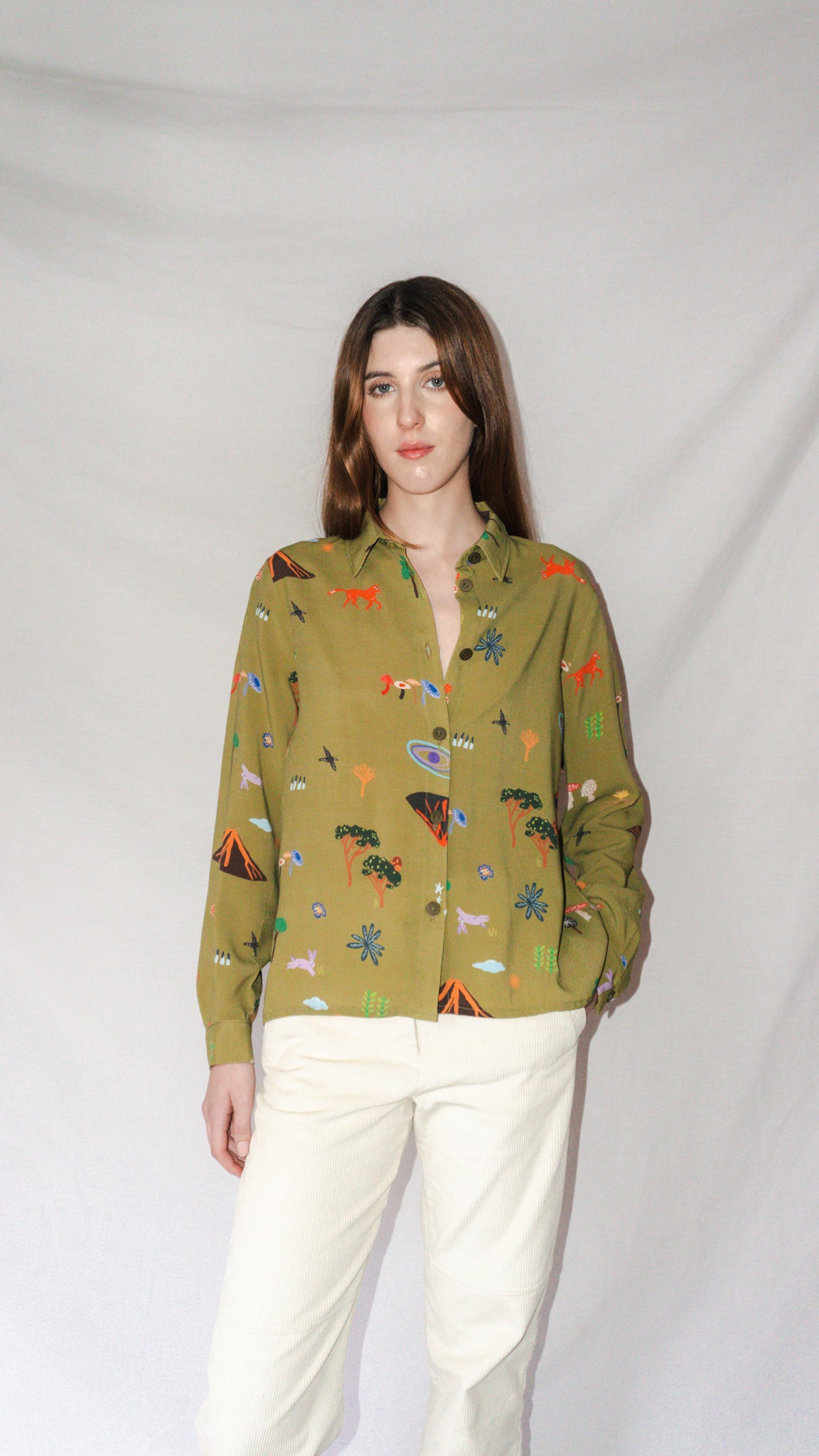 CAMISA BOTONERA CORTA VOLCANES VERDE MUSGO