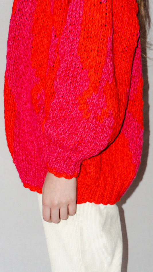 CHALECO CARPET FUCSIA ROJO LARGO