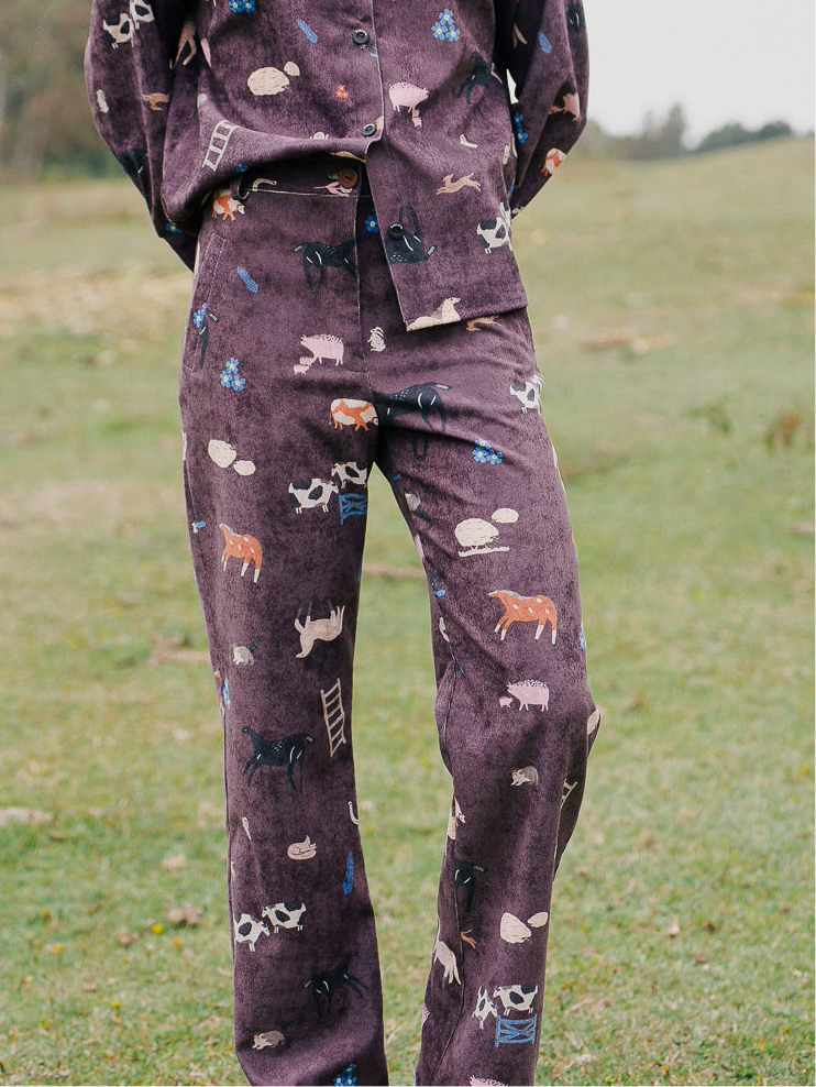 PANTALON COTELE RECTO ANIMALES CAMPO