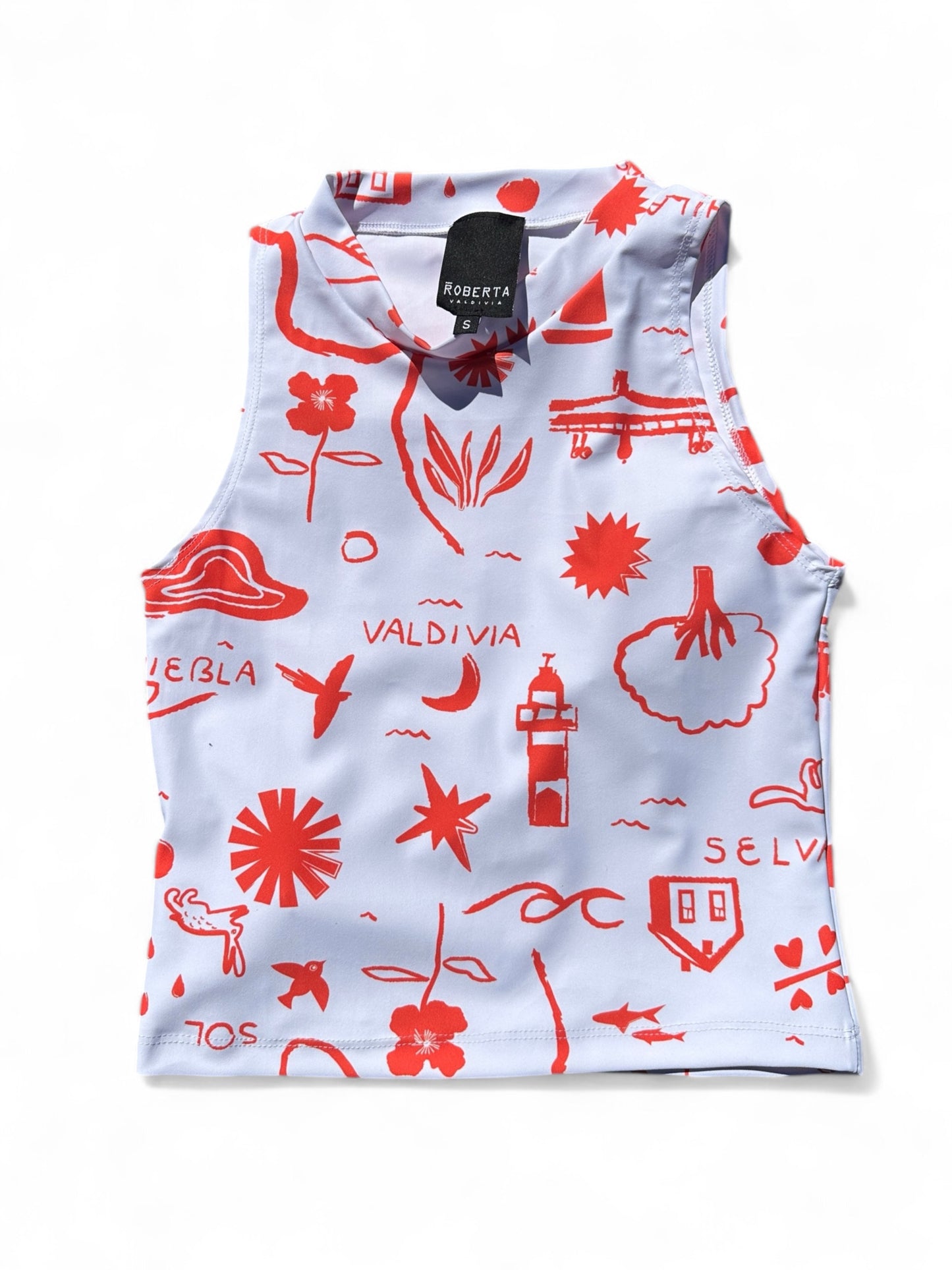 TOP HALTER MAPA ROJO