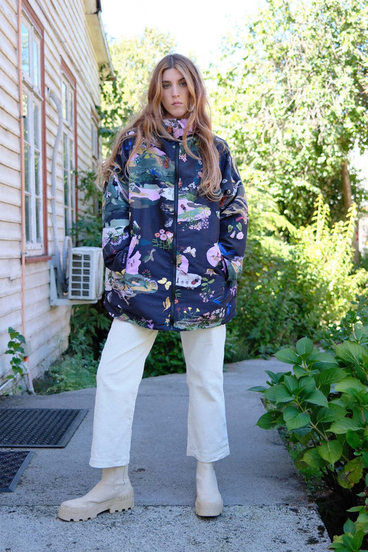 CHAQUETA IMPERMEABLE REVERSIBLE CAMPO NOCHE/RAYAS