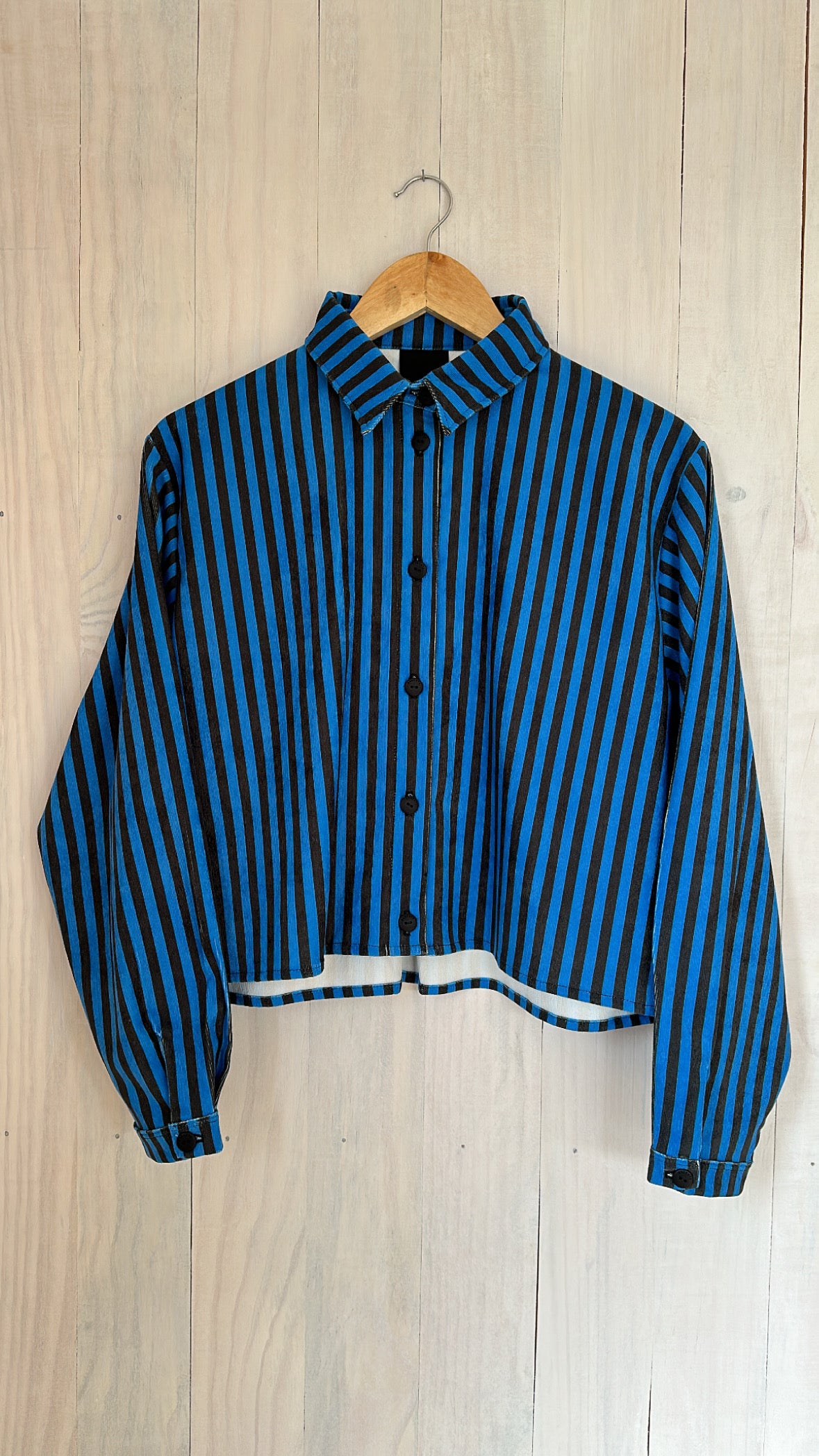 CAMISA ELSA COTELE RAYAS AZUL NEGRO