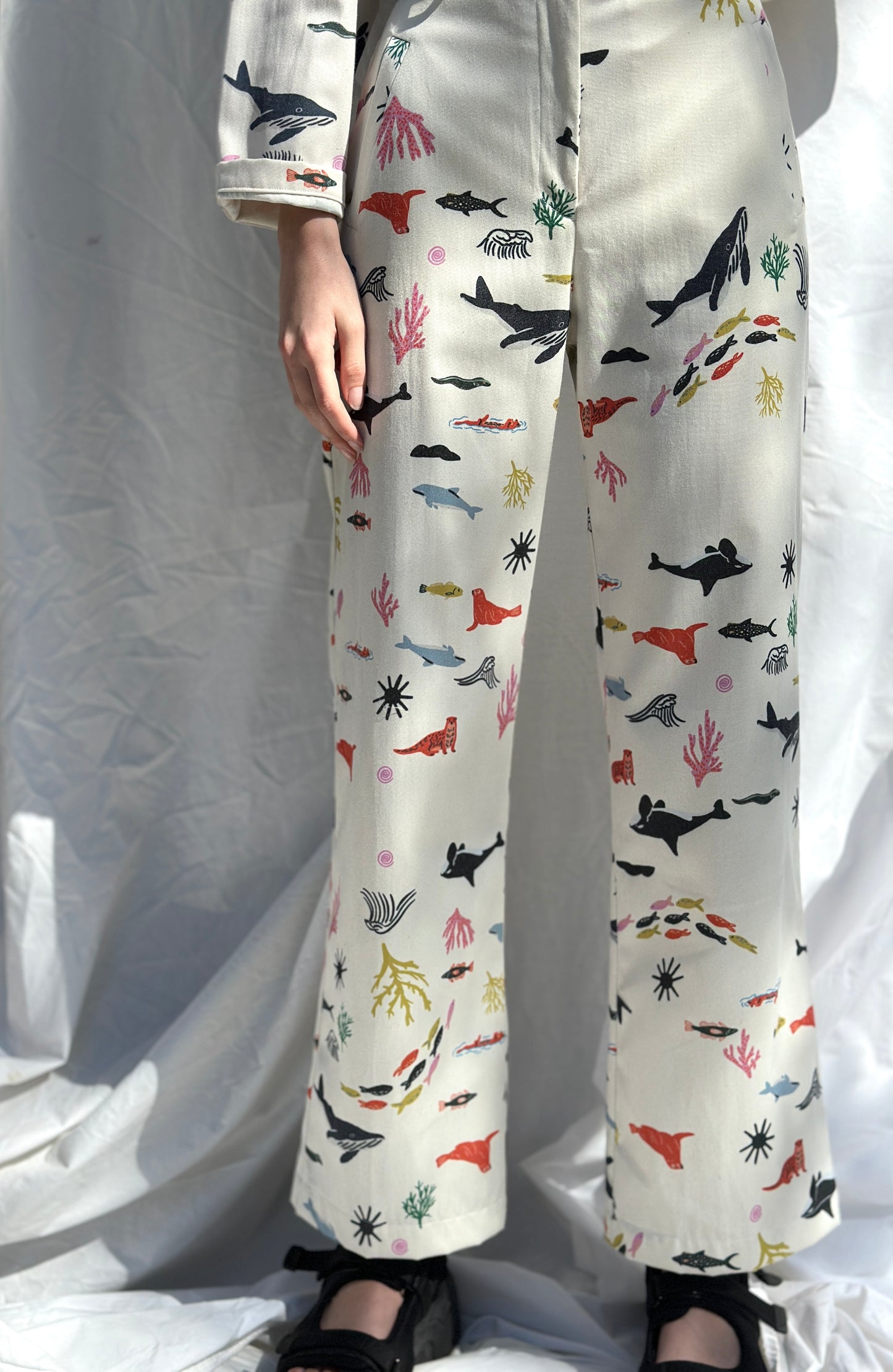 PANTALON TUBO MARINO CREMA