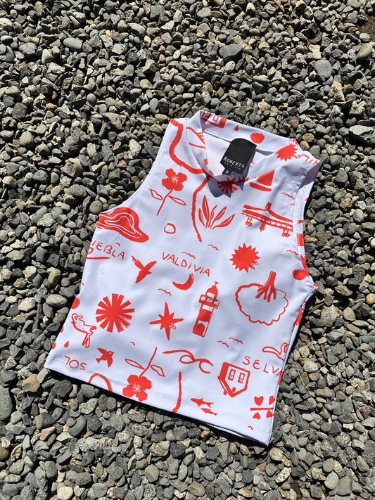 TOP HALTER MAPA ROJO