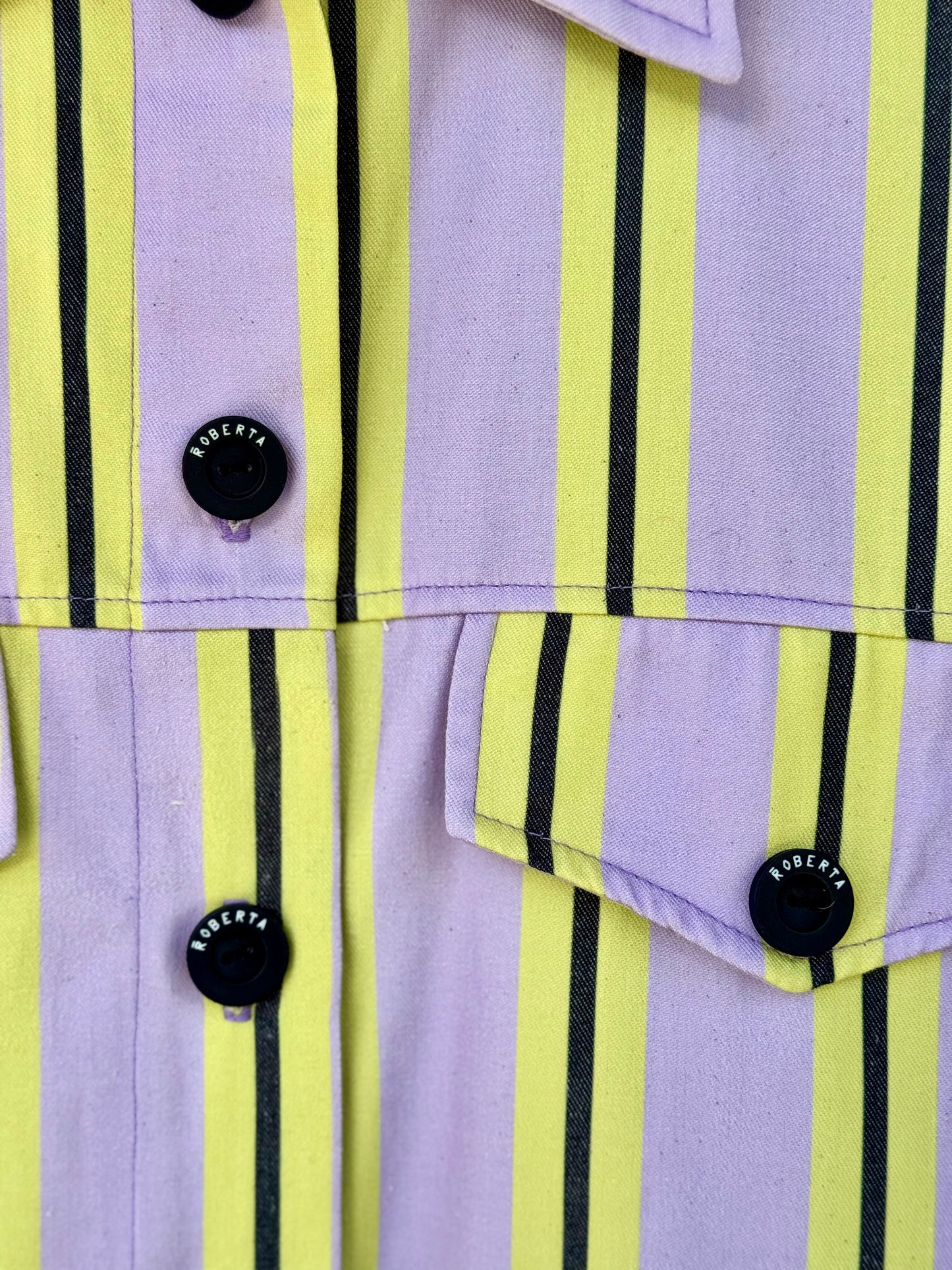 CHAQUETA POOL LARGA RAYAS LILA AMARILLO