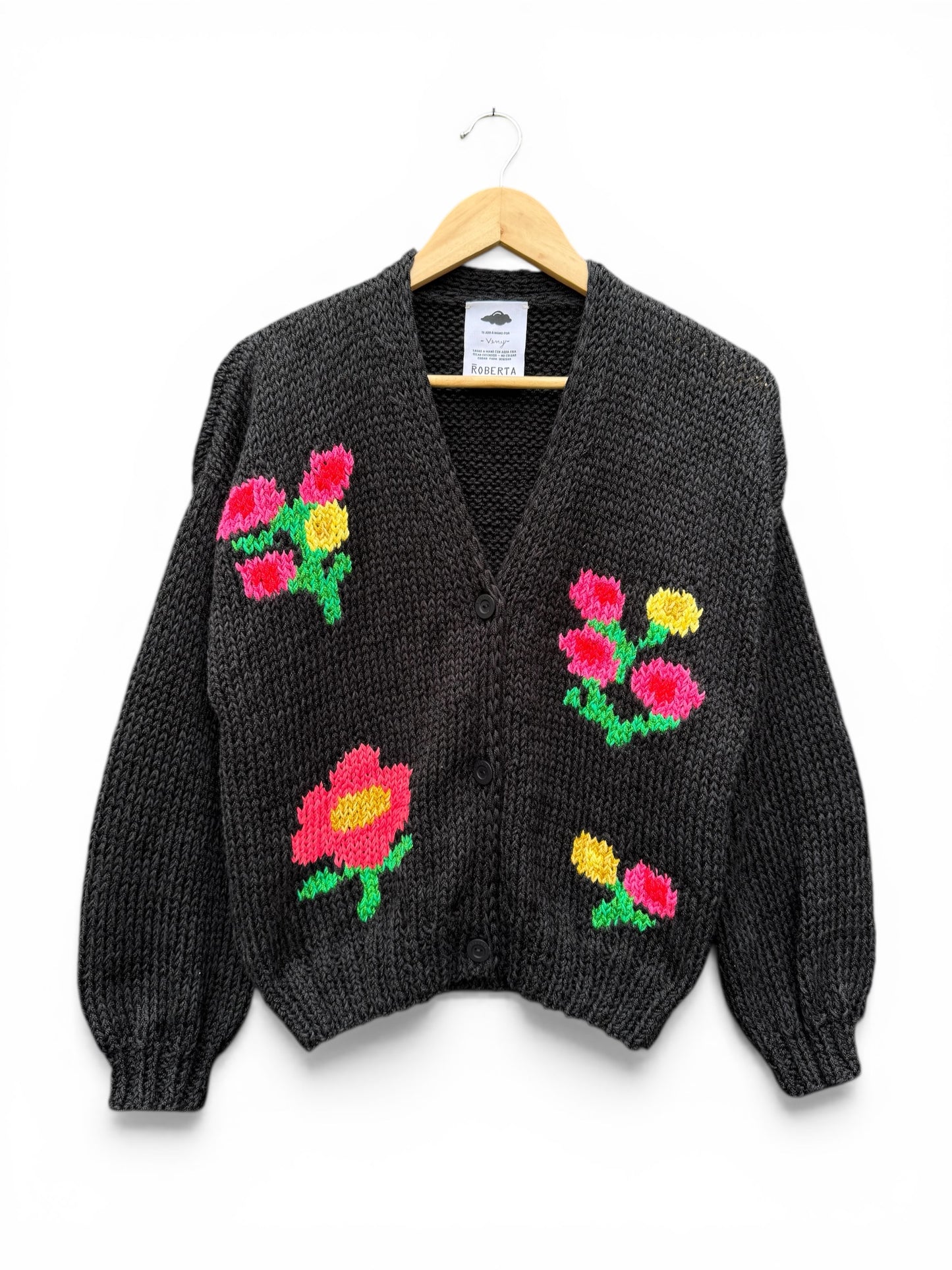 CHALECO FLORAL NEGRO