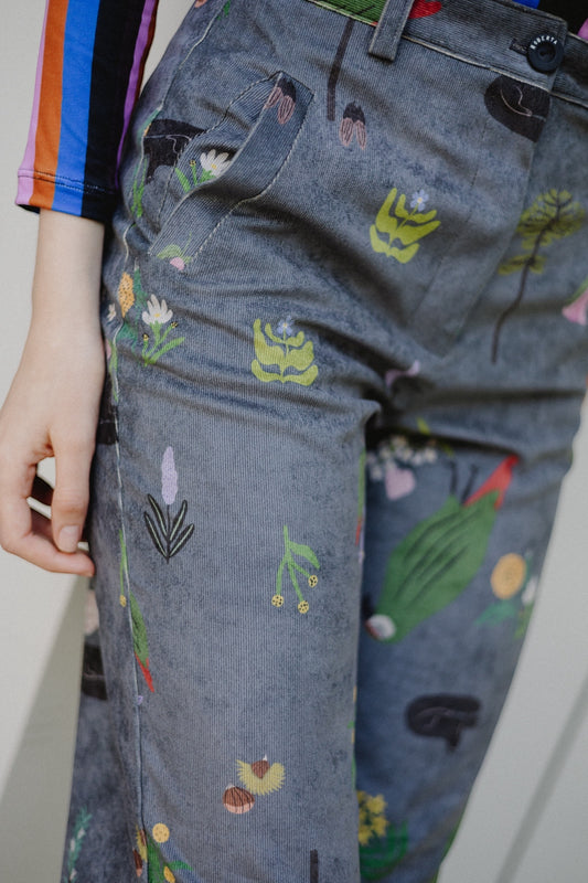 PANTALON COTELE RECTO CHOROY GRIS