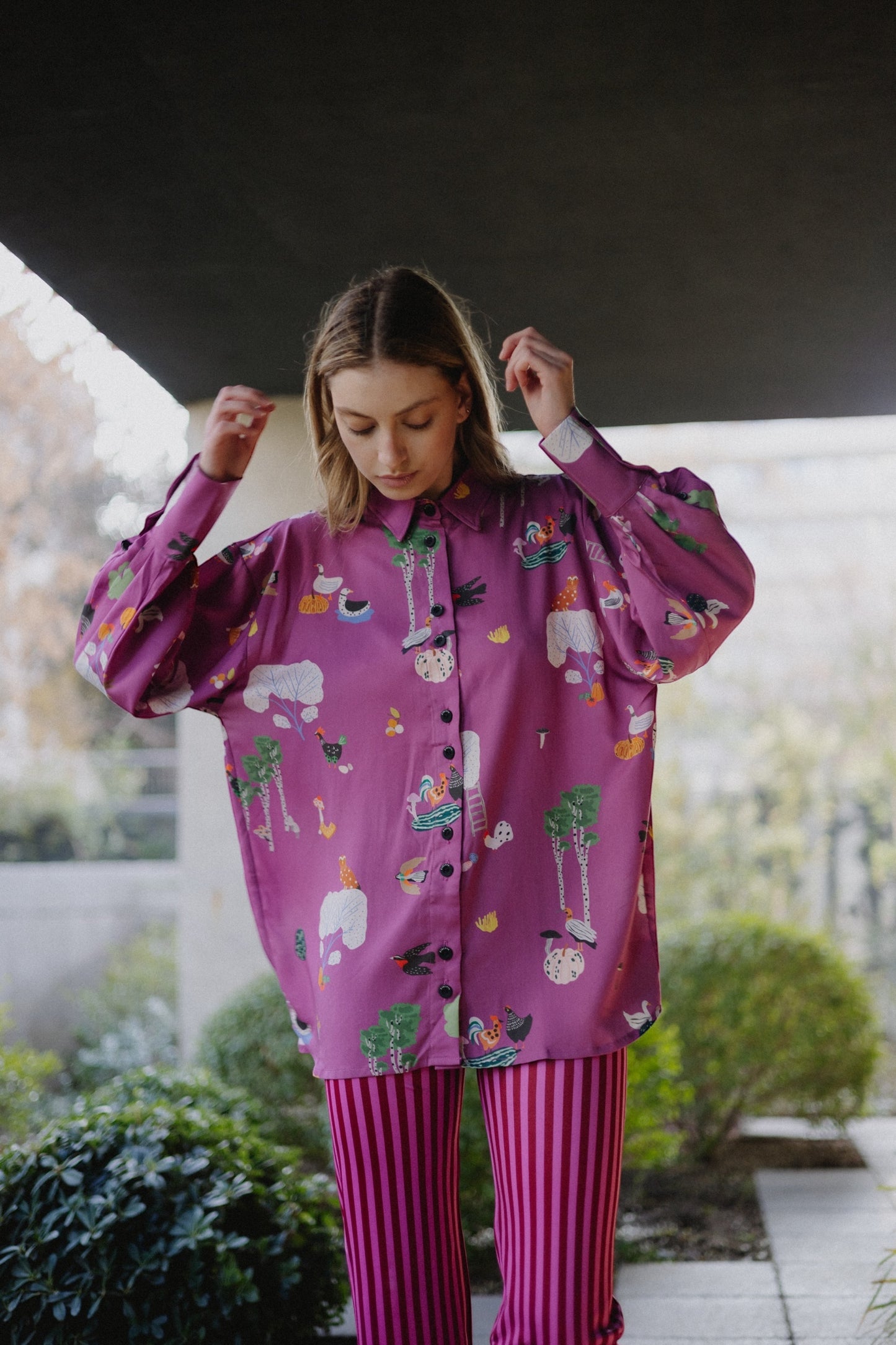 CAMISA GLOBO AVES FRAMBUESA