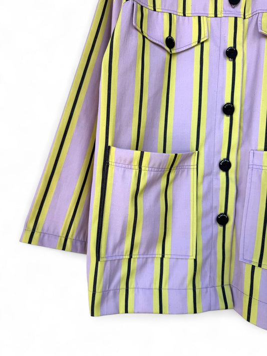 CHAQUETA POOL LARGA RAYAS LILA AMARILLO