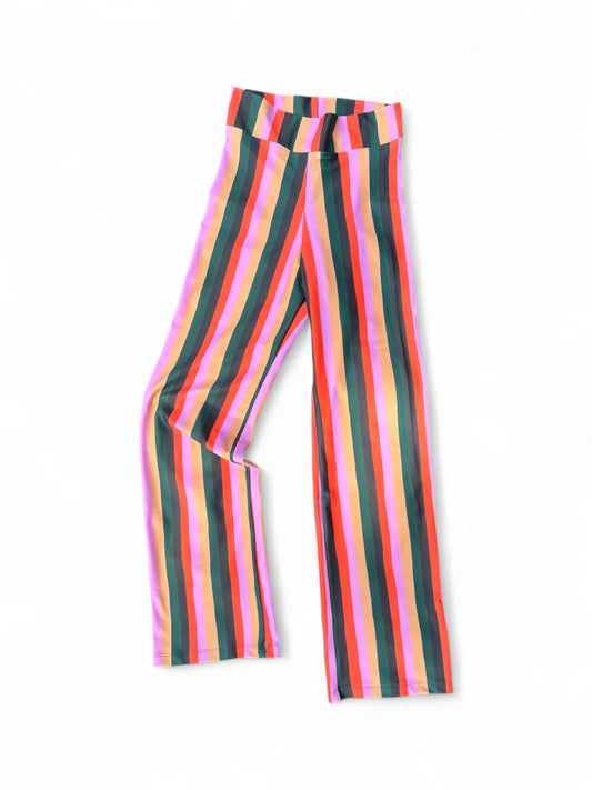 CALZAS RECTAS RAYAS ROSA NARANJA