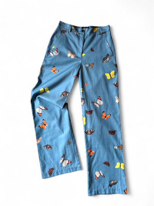 PANTALON TUBO MARIPOSAS CELESTE