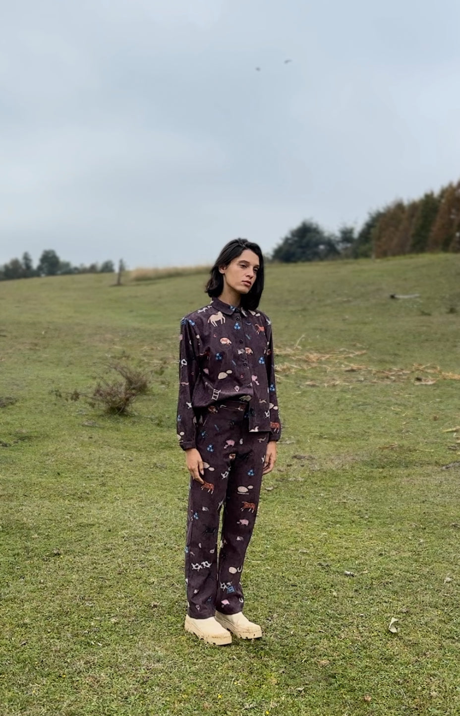 PANTALON COTELE RECTO ANIMALES CAMPO