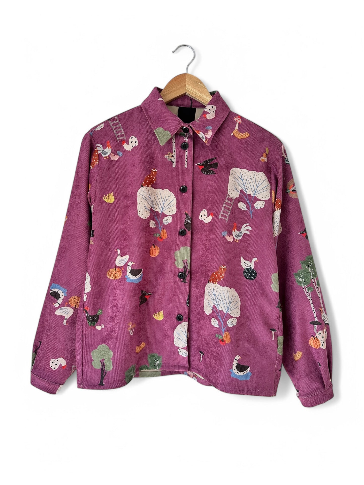 CAMISA DORA COTELE AVES FRAMBUESA