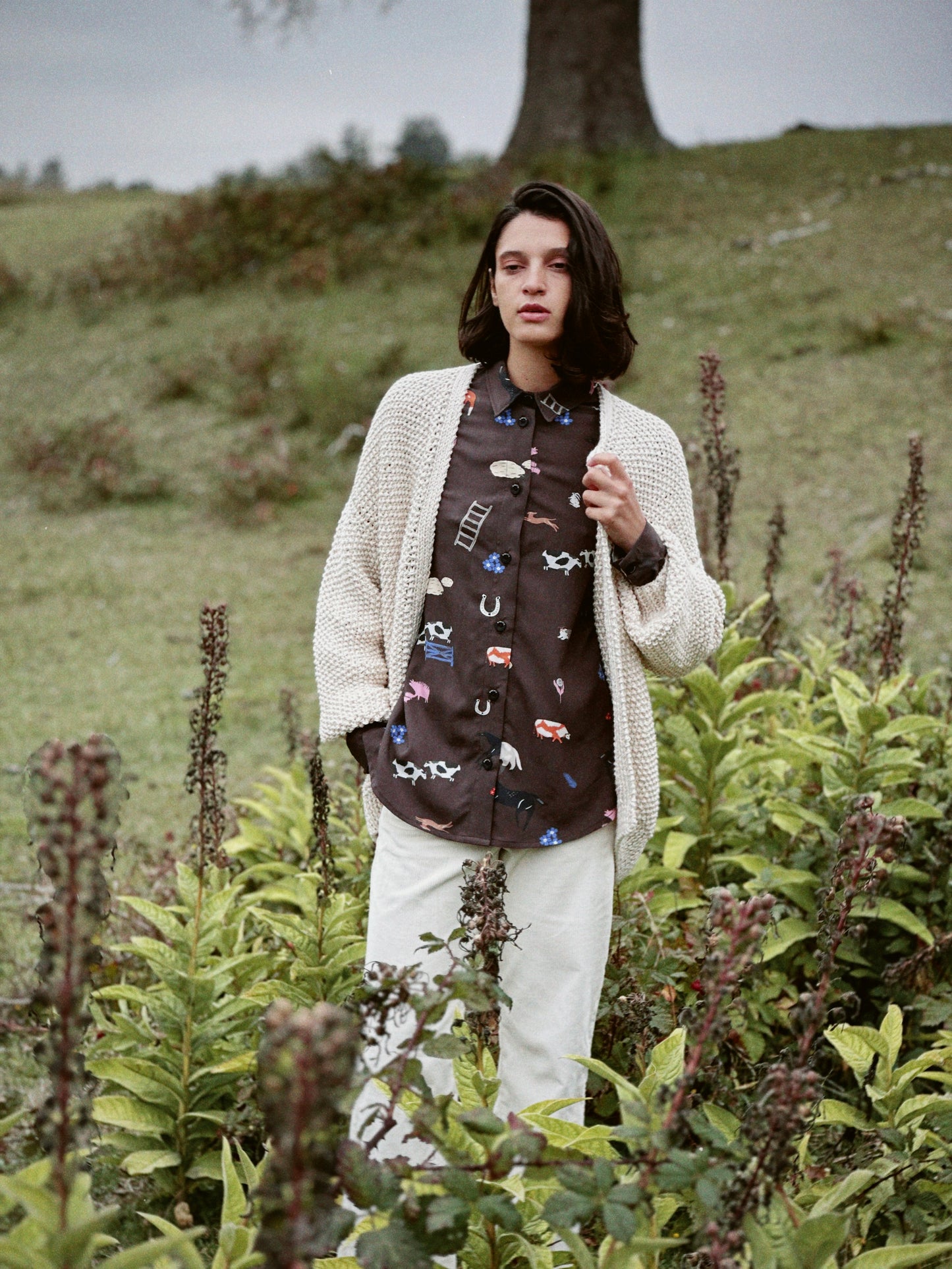 CAMISA METRIX ANIMALES CAMPO CAFE