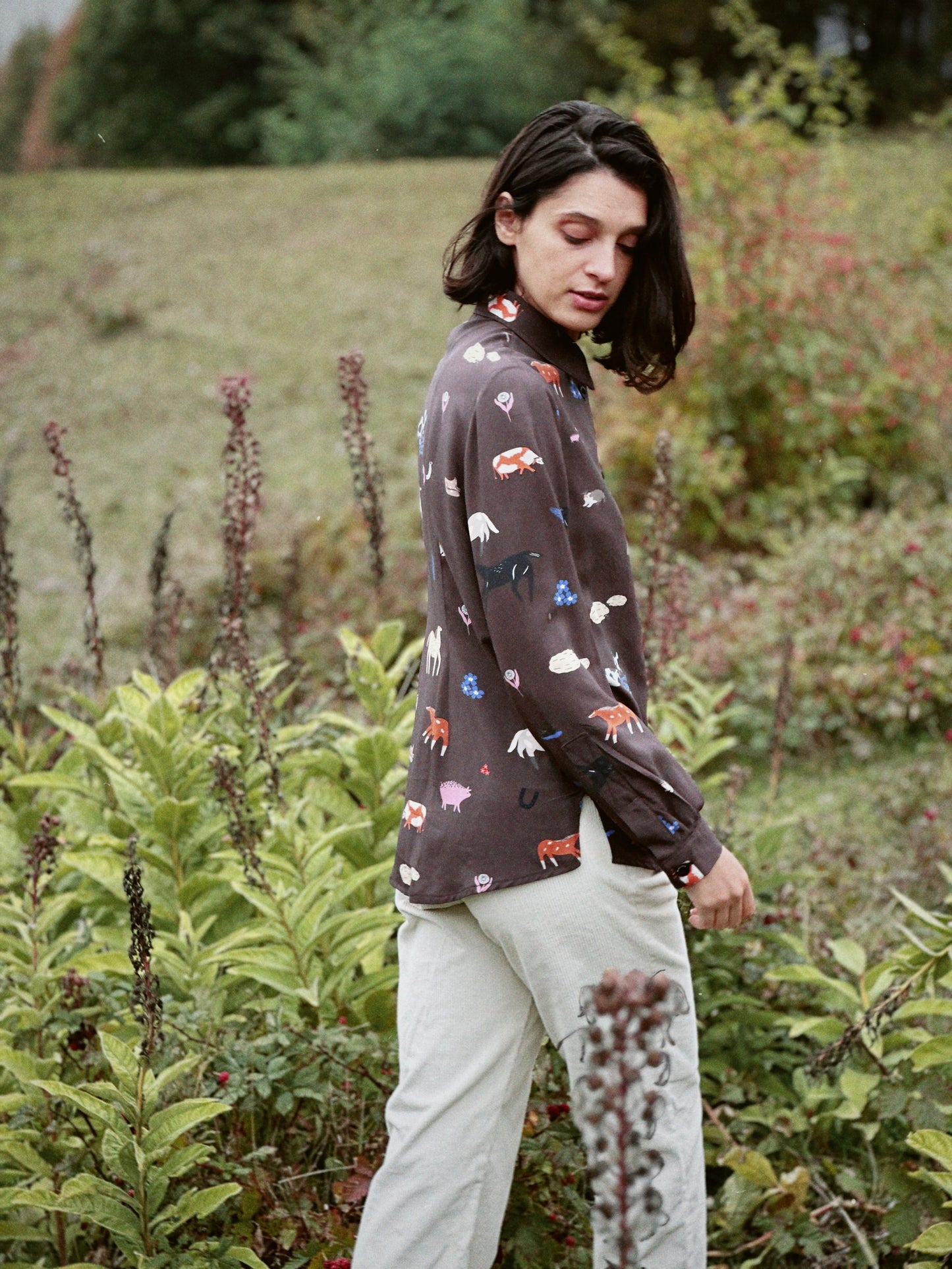 CAMISA METRIX ANIMALES CAMPO CAFE