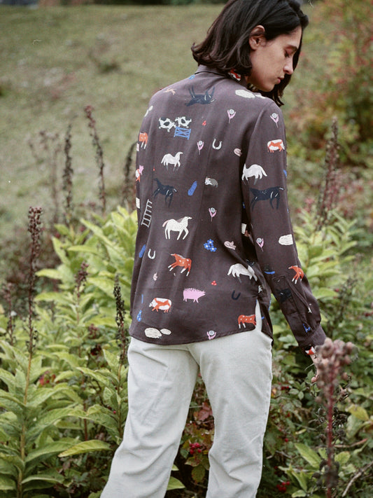 CAMISA METRIX ANIMALES CAMPO CAFE