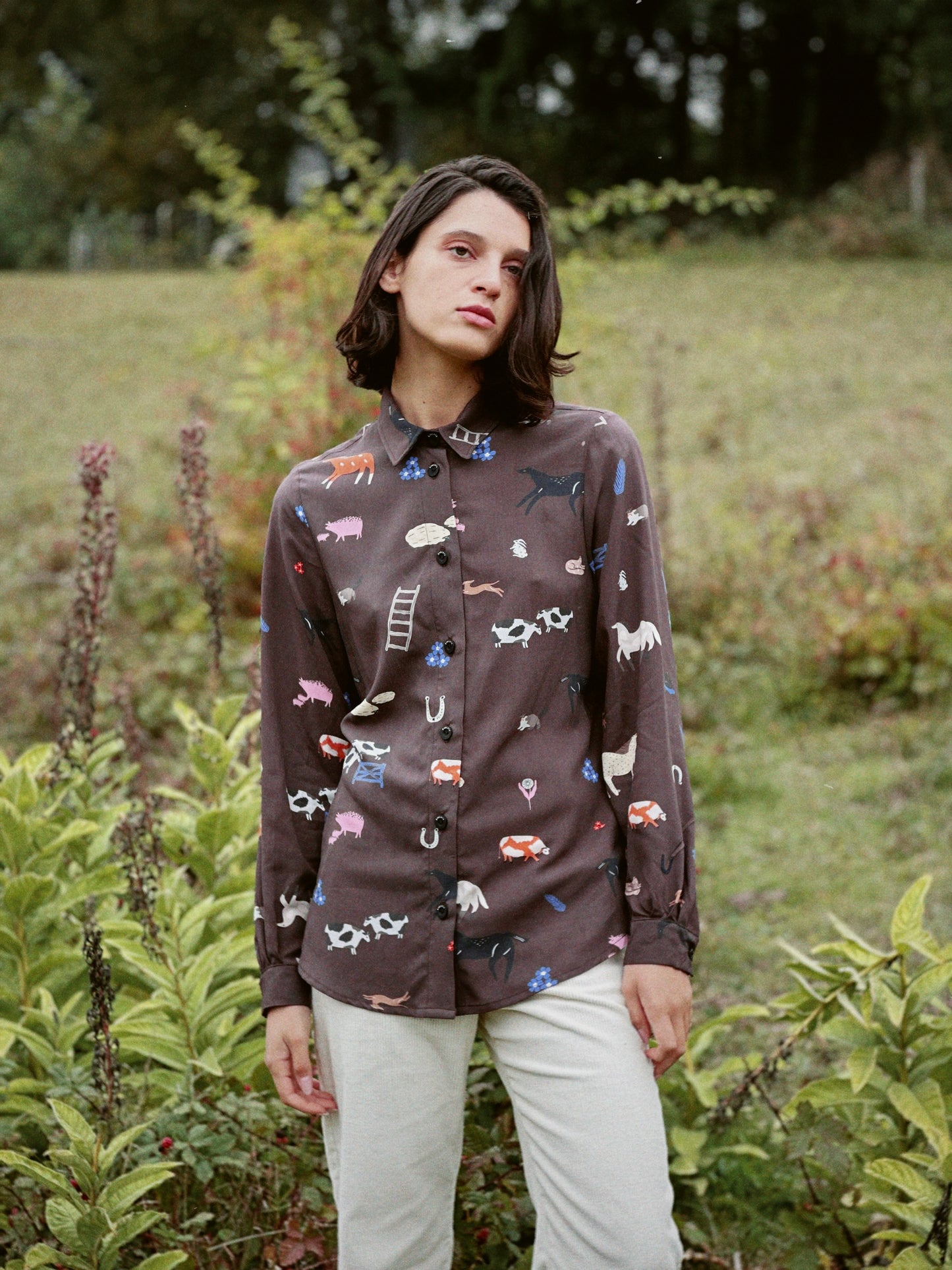 CAMISA METRIX ANIMALES CAMPO CAFE