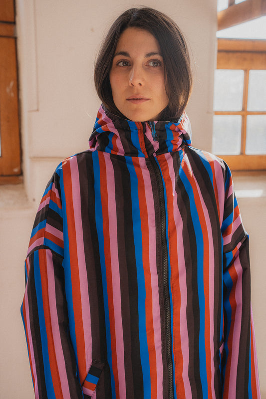 CHAQUETA IMPERMEABLE REVERSIBLE PAISAJE DÍA/RAYAS