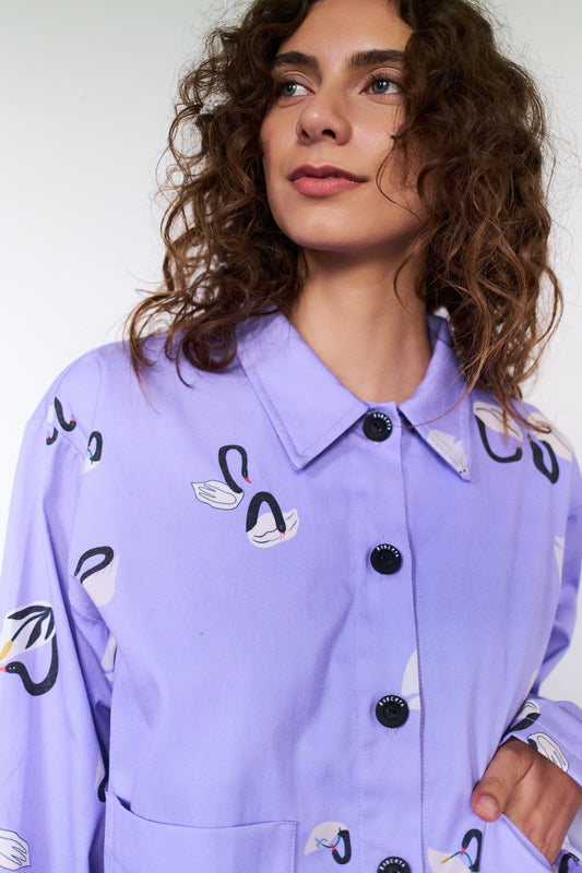 CHAQUETA POOL BANDADA MALVA
