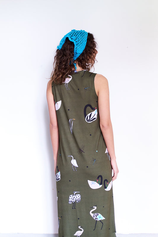 VESTIDO A GARZA VERDE