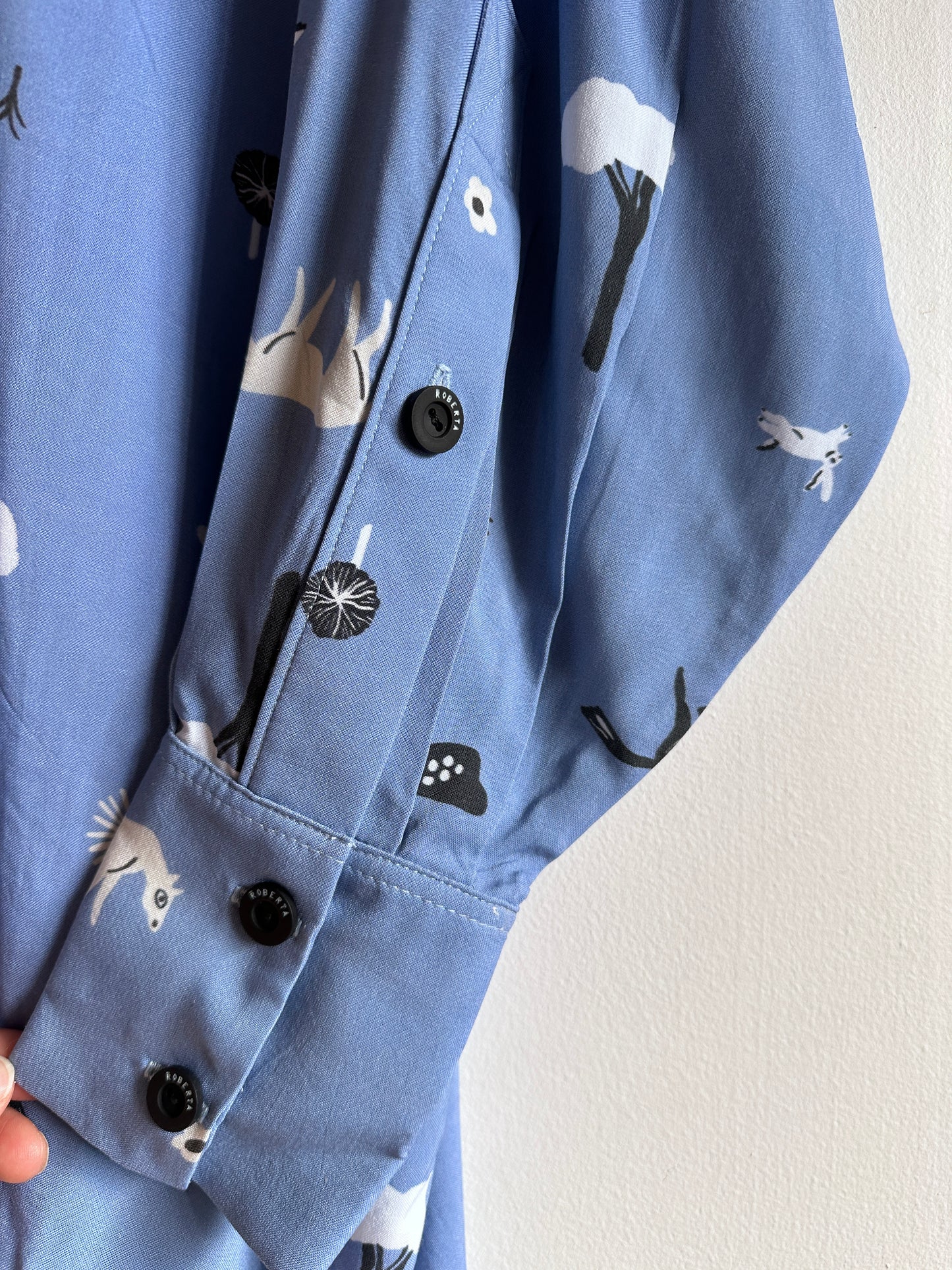 CAMISA GLOBO CABALLOS CELESTE