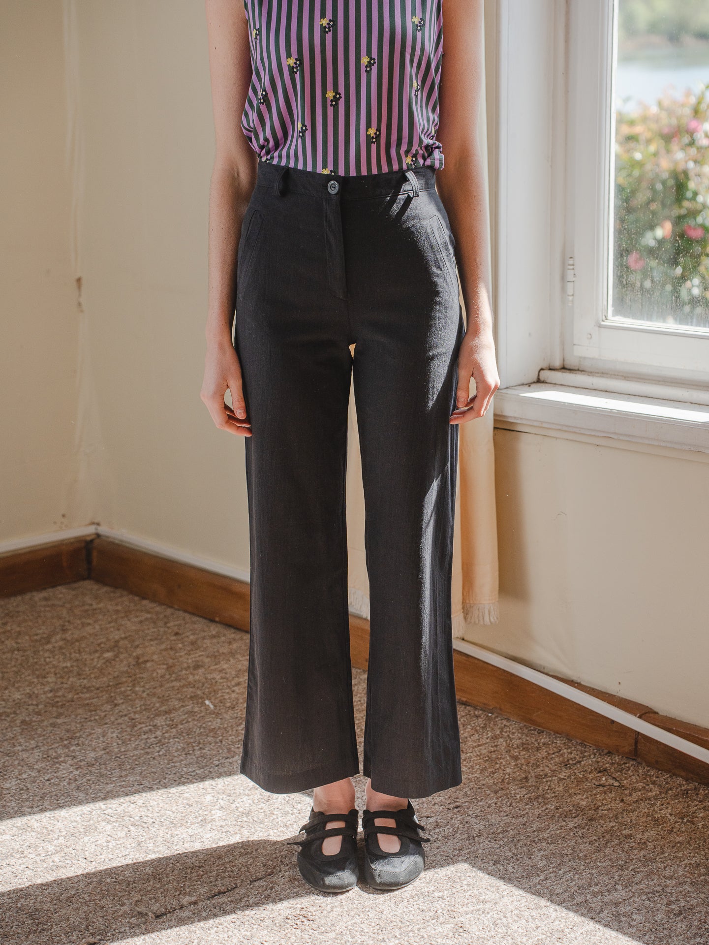 PANTALON TUBO ALGODÓN NEGRO