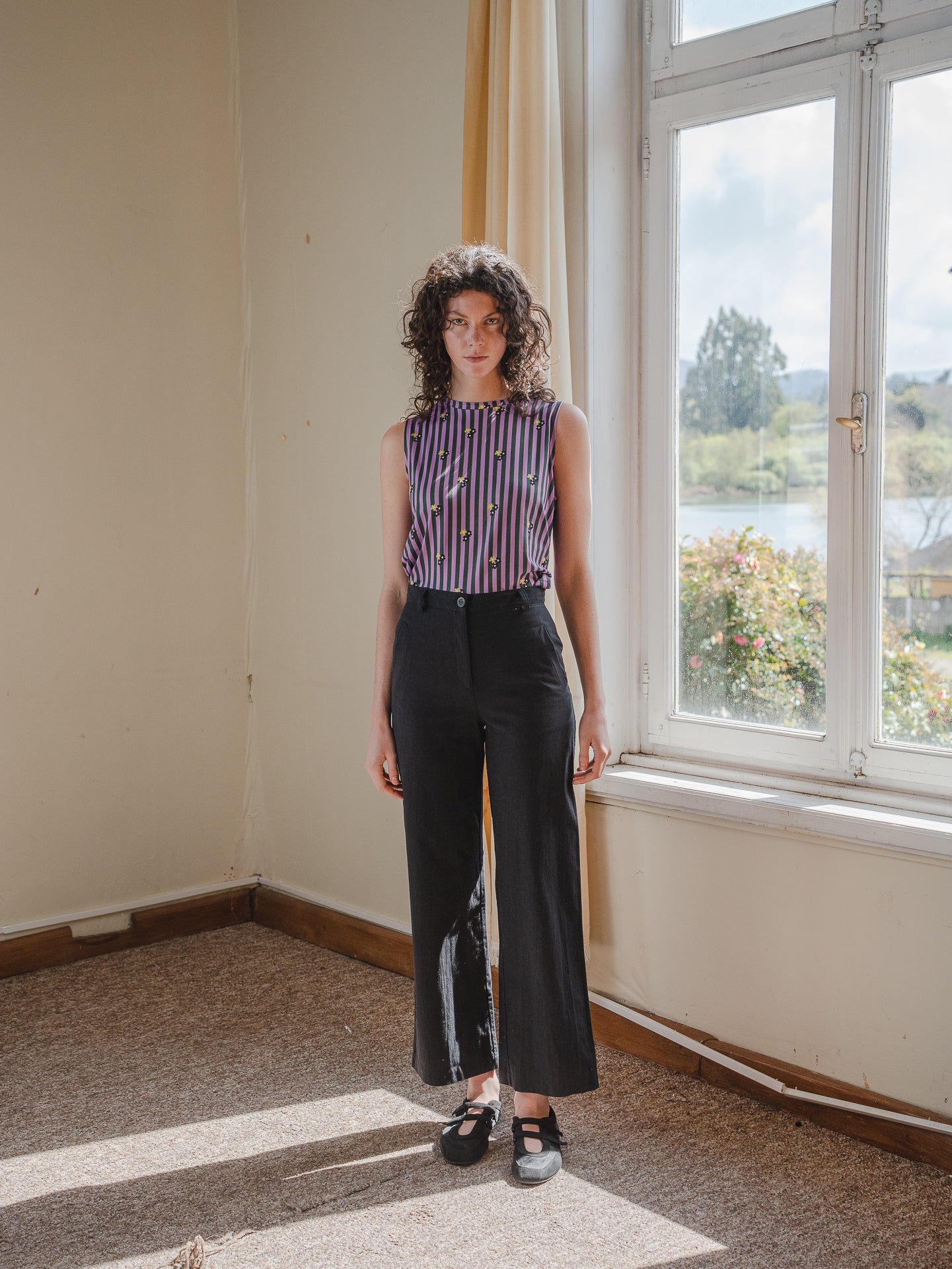 PANTALON TUBO ALGODÓN NEGRO