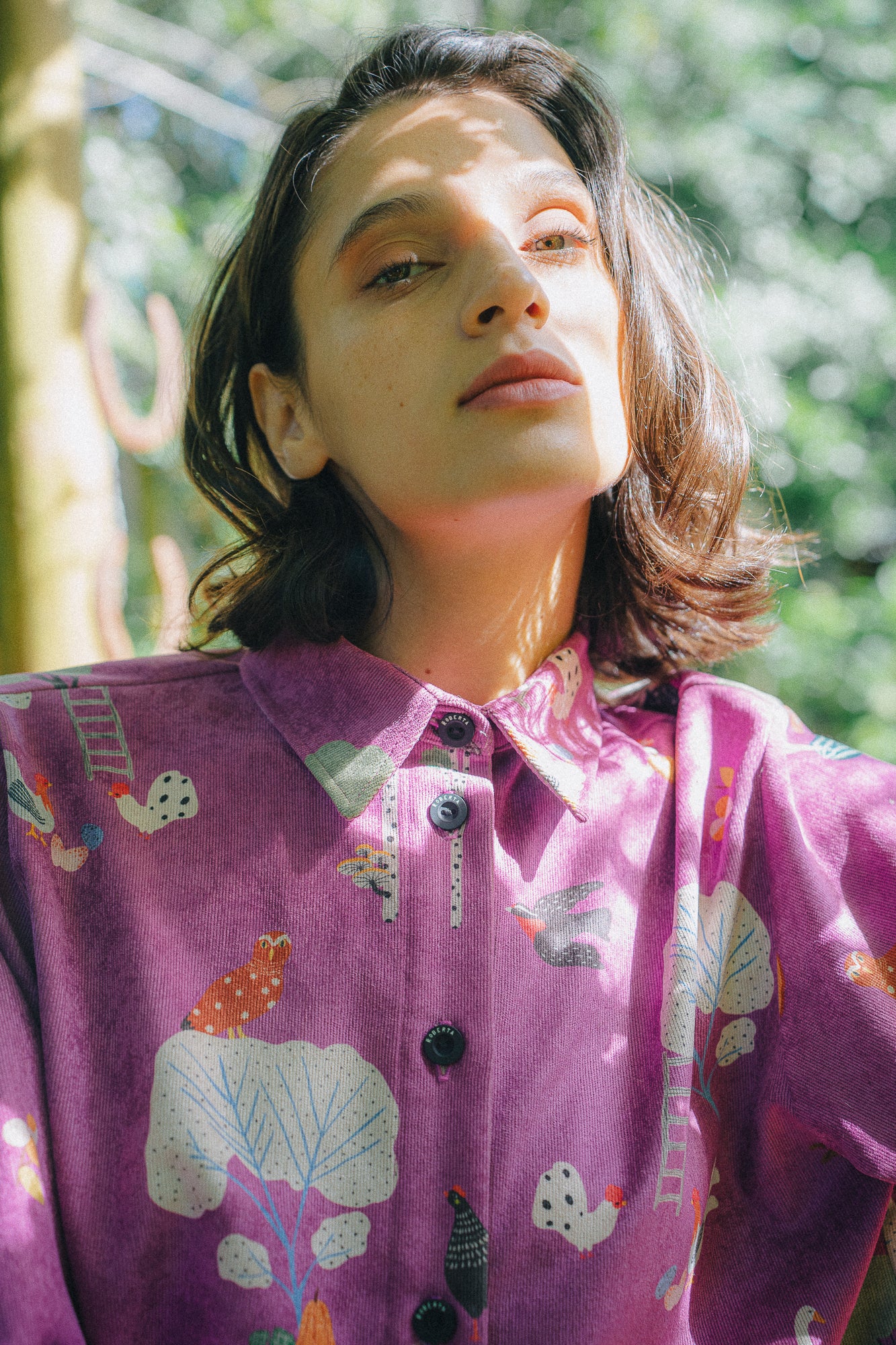 CAMISA DORA COTELE AVES FRAMBUESA