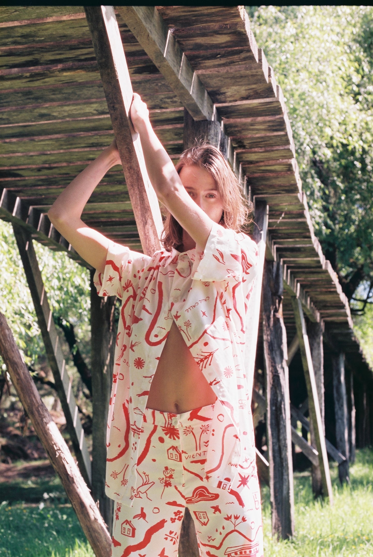 CAMISA MAXI MAPA ROJO