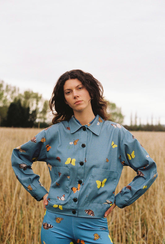 CHAQUETA POOL MARIPOSAS CELESTE