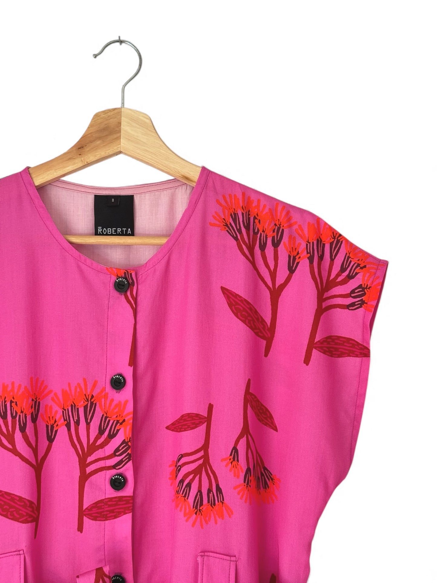 VESTIDO OVER FLORES FUCSIA