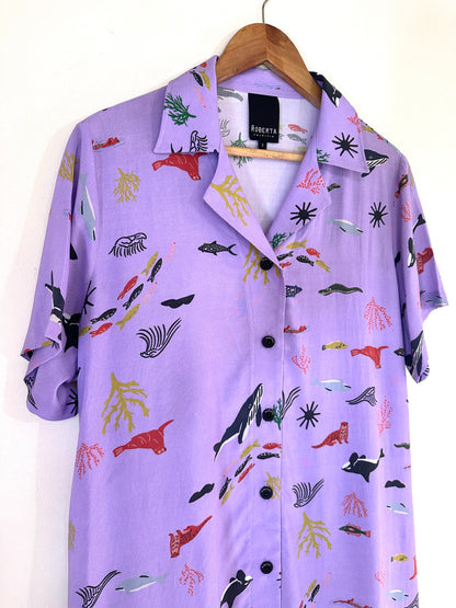 CAMISA GUAYABERA MARINO LILA