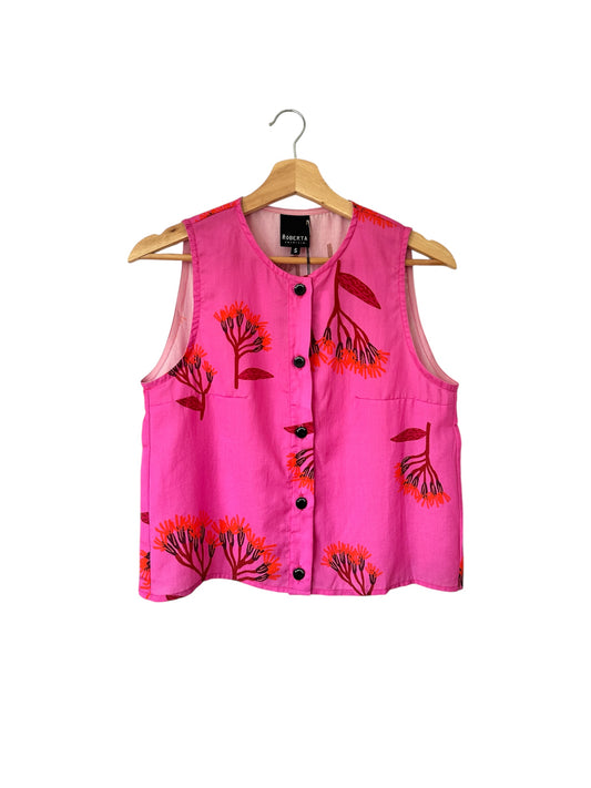 TOP CALIZ FLORES FUCSIA