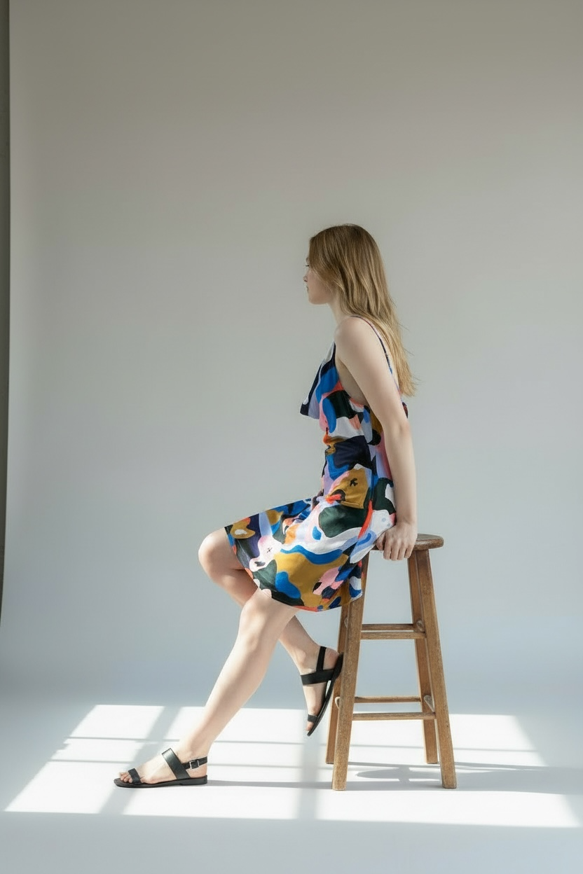 VESTIDO DRAPEADO VOLCANES AZUL