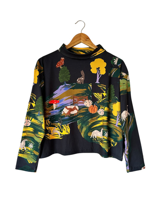 POLERA TORTUGA PAISAJE NEGRO