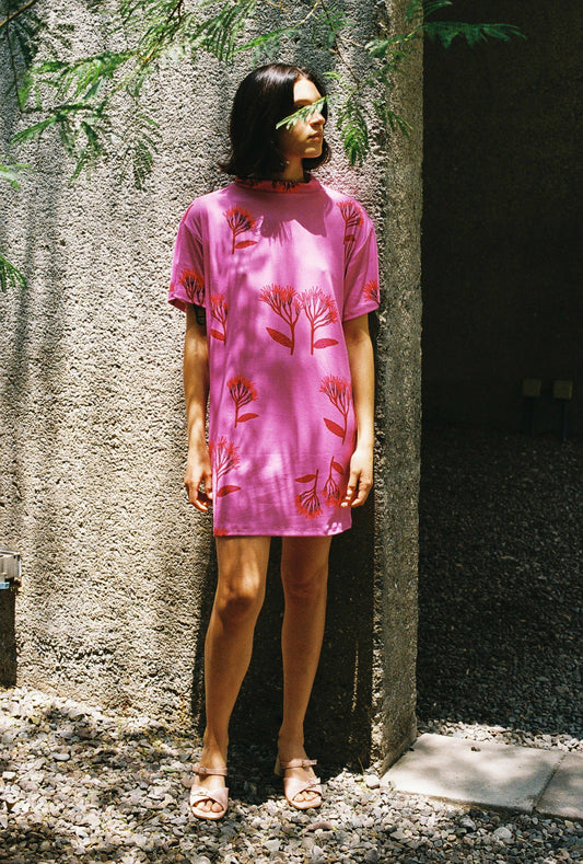 VESTIDO TORTUGA FLORES FUCSIA