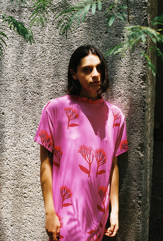 VESTIDO TORTUGA FLORES FUCSIA