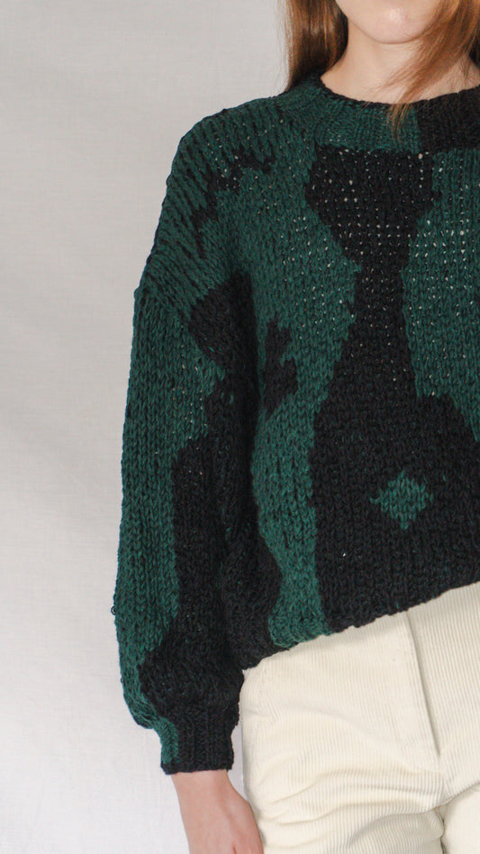 SWEATER CARPET NEGRO VERDE BOTELLA