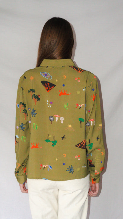 CAMISA BOTONERA CORTA VOLCANES VERDE MUSGO