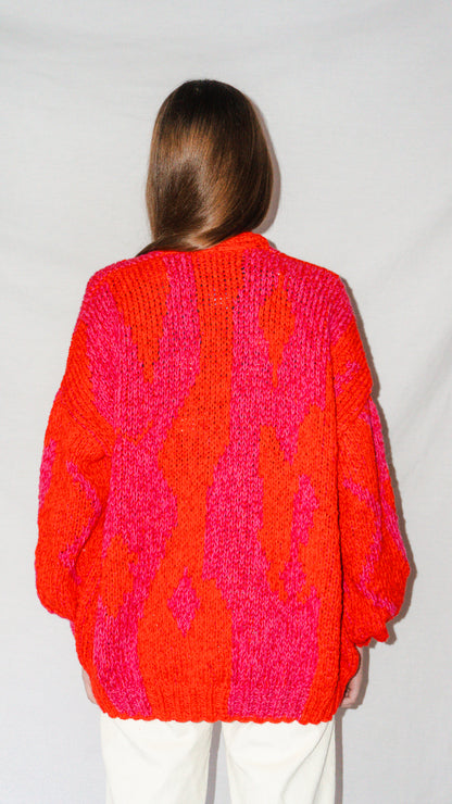 CHALECO CARPET FUCSIA ROJO LARGO