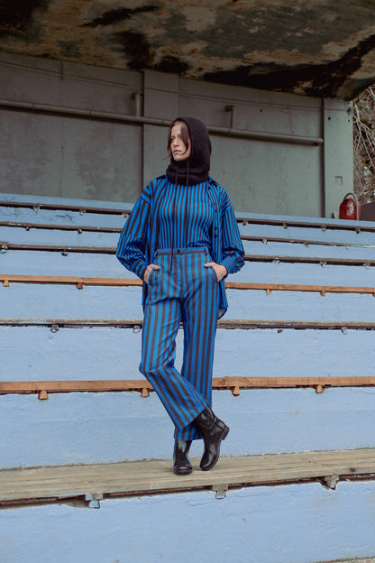 PANTALON TUBO RAYAS AZUL NEGRO