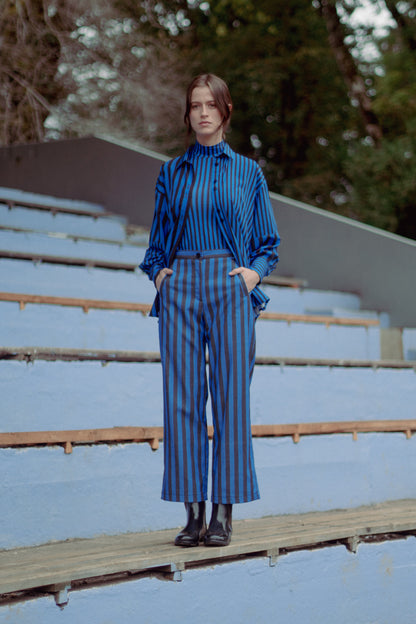 PANTALON TUBO RAYAS AZUL NEGRO