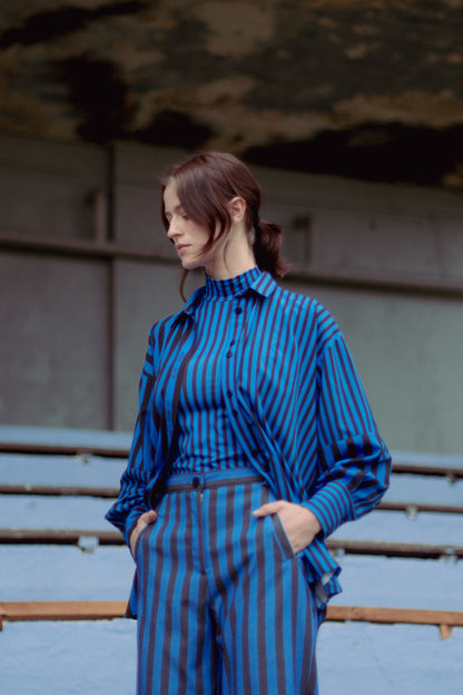 PANTALON TUBO RAYAS AZUL NEGRO