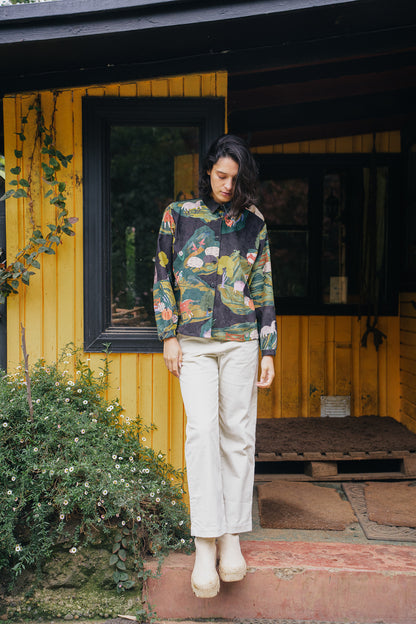 CAMISA DORA COTELE PAISAJE NEGRO